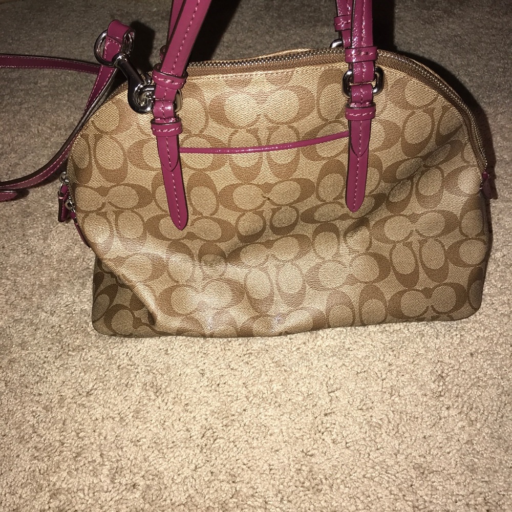 Coach Signature Sierra Satchel (SV/Khaki/Magenta)